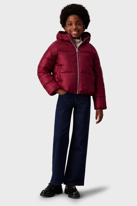 Calvin Klein Jakarlı Logolu Kapüşonlu Şişme IG0IG027300KS Çocuk Mont IG0IG02730 0KS BORDO - Calvin Klein (1)