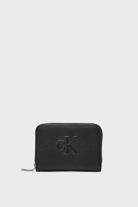 US Calvin Klein Kabartma Logolu Fermuarlı LV04K1004GUB1 Bayan Cüzdan LV04K1004G UB1 SİYAH - Calvin Klein