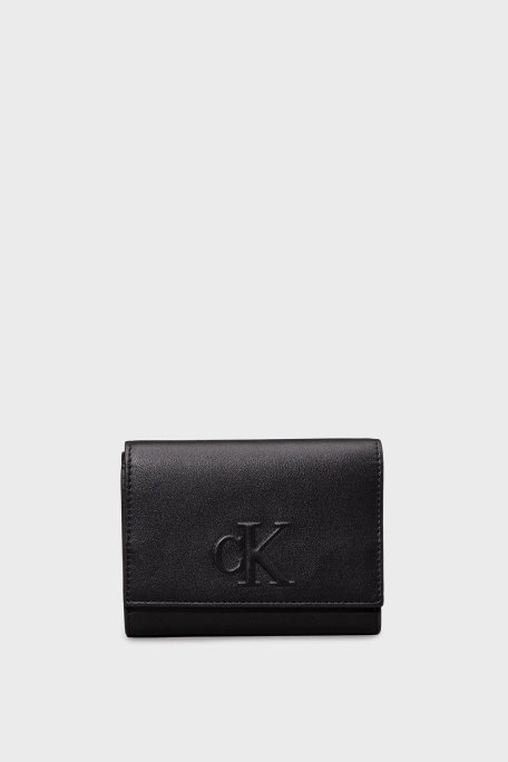 Calvin Klein Kabartma Logolu LV04K1078GUB1 Bayan Cüzdan LV04K1078G UB1 SİYAH - Calvin Klein