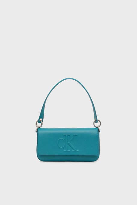 Calvin Klein Kabartma Logolu Omuz Askılı LV04K3148GXT6 Bayan Çanta LV04K3148G XT6 TURKUAZ - Calvin Klein
