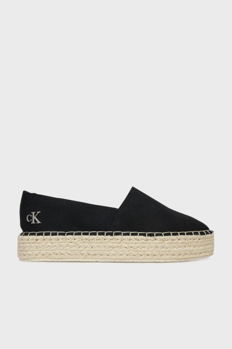 Calvin Klein Kalın Taban Kanvas YW0YW017370GM Bayan Espadril YW0YW01737 0GM SİYAH-BEYAZ - Calvin Klein