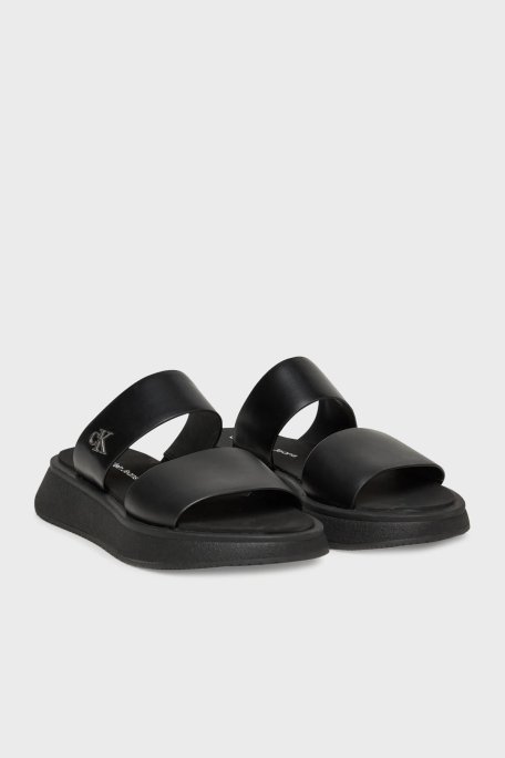 Calvin Klein Kalın Taban Logolu Deri YW0YW016940GJ Bayan Sandalet YW0YW01694 0GJ SİYAH - Calvin Klein (1)