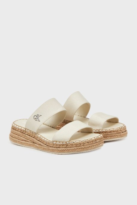 Calvin Klein Kalın Tabanlı Logolu YW0YW01704AEO Bayan Terlik YW0YW01704 AEO EKRU - Calvin Klein (1)