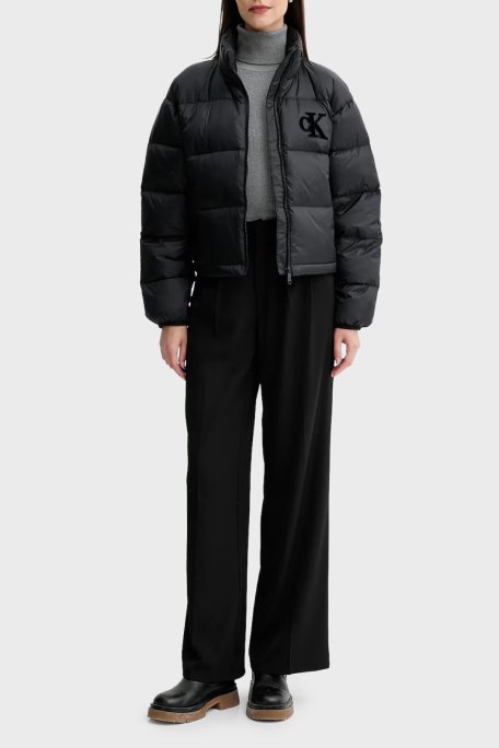 Calvin Klein Kapitoneli Logolu Boxy Fit Dik Yaka Şişme LV047D503GUB1 Bayan Ceket LV047D503G UB1 SİYAH - Calvin Klein (1)