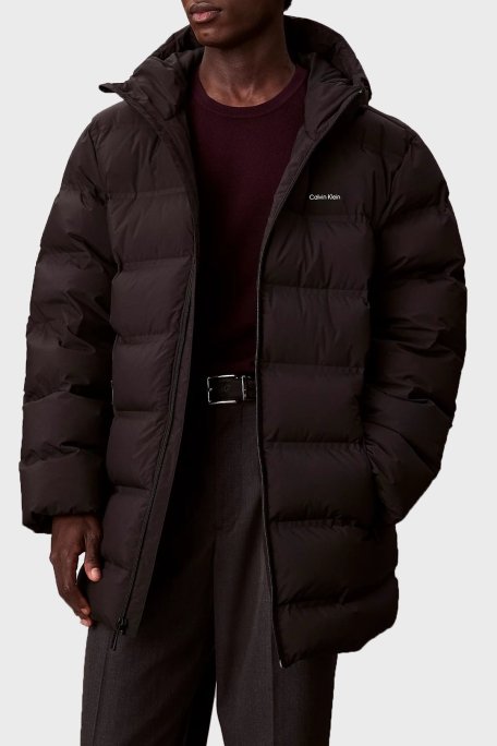 Calvin Klein Kapitoneli Logolu Regular Fit Kapüşonlu LV04LD516GUB1 Erkek Mont LV04LD516G UB1 SİYAH - Calvin Klein