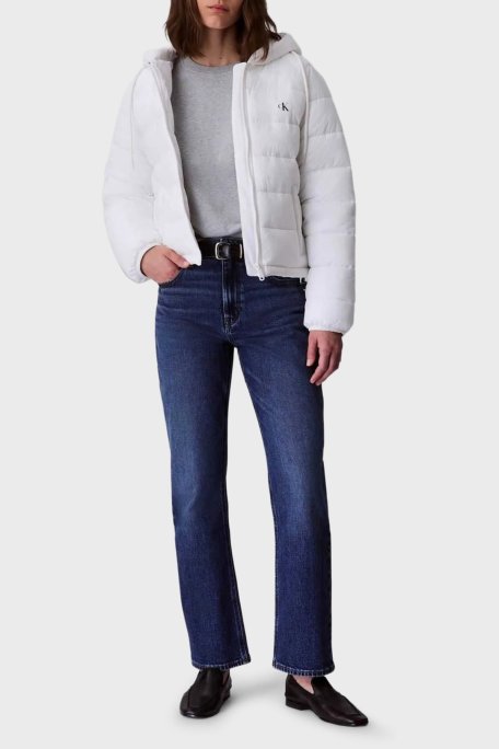 Calvin Klein Kapitoneli Logolu Regular Fit Kapüşonlu Şişme LV047C521GHW6 Bayan Mont LV047C521G HW6 BEYAZ - Calvin Klein (1)