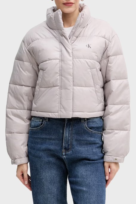 Calvin Klein Kapitoneli Regular Fit Dik Yaka Şişme LV047D504GQJL Bayan Mont LV047D504G QJL GRİ - Calvin Klein