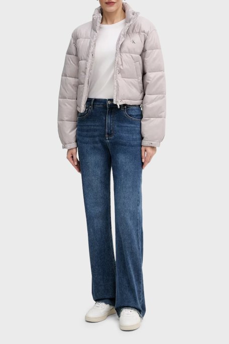 Calvin Klein Kapitoneli Regular Fit Dik Yaka Şişme LV047D504GQJL Bayan Mont LV047D504G QJL GRİ - Calvin Klein (1)