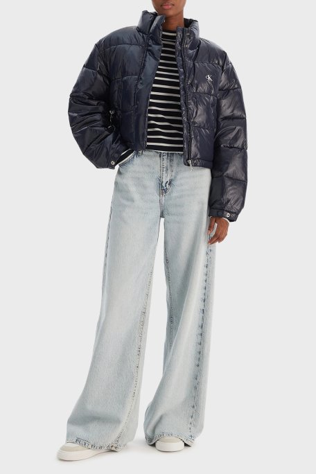 Calvin Klein Kapitoneli Regular Fit Dik Yaka Şişme LV047D504GVEK Bayan Mont LV047D504G VEK LACİVERT - Calvin Klein (1)