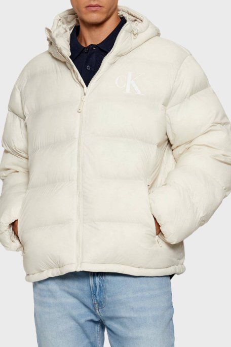 Calvin Klein Kapitoneli Regular Fit Kapüşonlu Yaka Şişme LV04RD528G67U Erkek Mont LV04RD528G 67U BEYAZ - Calvin Klein