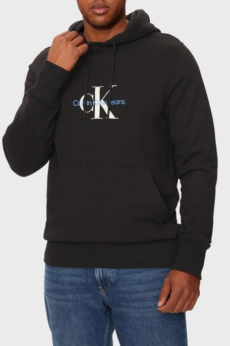 Calvin Klein Logo Baskılı % 100 Pamuk Regular Fit Kapüşonlu J30J326875BEH Erkek Sweat J30J326875 BEH SİYAH - Calvin Klein