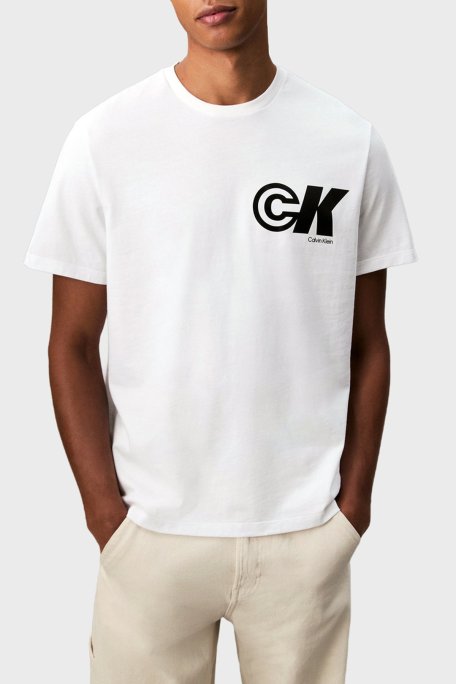 Calvin Klein Logo Baskılı Pamuklu Relaxed Fit Bisiklet Yaka LV04RC835GYAA Erkek T Shirt LV04RC835G YAA BEYAZ - Calvin Klein