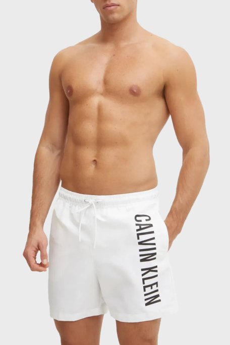 Calvin Klein Logo Baskılı Regular Fit Lastikli Bel KM0KM01092YCD Erkek Mayo Short KM0KM01092 YCD BEYAZ - Calvin Klein