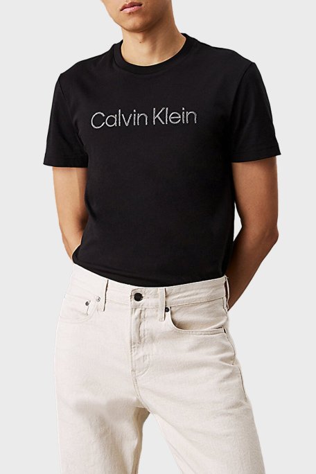 Calvin Klein Logo Nakışlı Pamuklu Regular Fit Bisiklet Yaka K10K114169BEH Erkek T Shirt K10K114169 BEH SİYAH - Calvin Klein