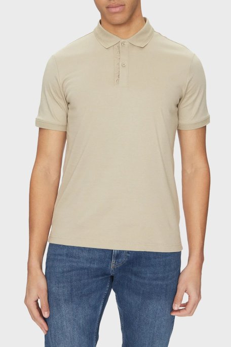 Calvin Klein Logo Nakışlı Pamuklu Regular Fit Düğmeli K10K114135PAH Erkek Polo Yaka T Shirt K10K114135 PAH BEJ - Calvin Klein