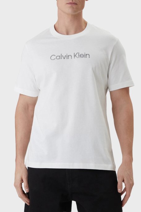 Calvin Klein Logolu % 100 Pamuk Regular Fit Bisiklet Yaka LV04LF813GYAF Erkek T Shirt LV04LF813G YAF BEYAZ - Calvin Klein