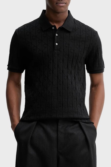 Calvin Klein Logolu % 100 Pamuk Regular Fit LV04LE203GUB1 Erkek Polo LV04LE203G UB1 SİYAH - Calvin Klein