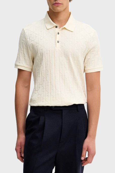 Calvin Klein Logolu % 100 Pamuk Regular Fit LV04LE203GYAC Erkek Polo LV04LE203G YAC BEYAZ - Calvin Klein