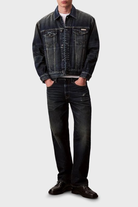 Calvin Klein Logolu % 100 Pamuk Relaxed Fit LV04RD741GZYC Erkek Kot Ceket LV04RD741G ZYC LACİVERT - Calvin Klein (1)