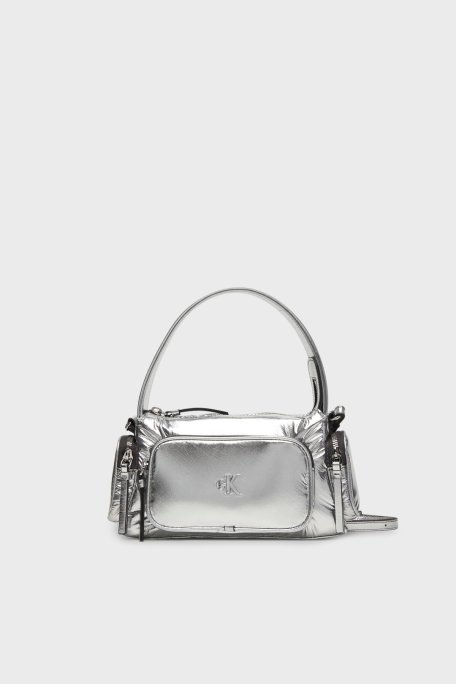 Calvin Klein Logolu Ayarlanabilir Askılı LV04F3443GBY2 Bayan Çanta LV04F3443G BY2 GÜMÜŞ - Calvin Klein