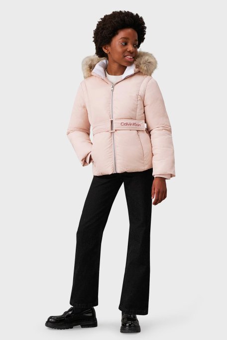 Calvin Klein Logolu Ayarlanabilir Kemerli Şişme IG0IG02685TER Çocuk Mont IG0IG02685 TER PUDRA - Calvin Klein (1)