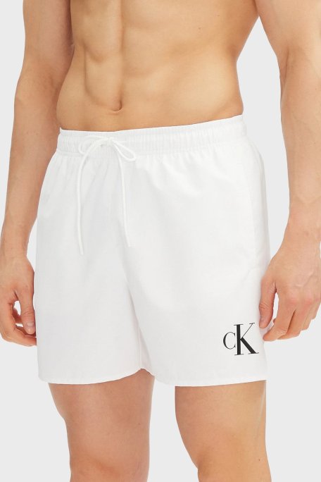 Calvin Klein Logolu Belden Bağlamalı KM0KM01101YCD Erkek Mayo Short KM0KM01101 YCD BEYAZ - Calvin Klein