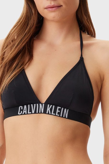 Calvin Klein Logolu Boyundan Bağlamalı KW0KW02854BEH Bayan Bikini Üstü KW0KW02854 BEH SİYAH - Calvin Klein