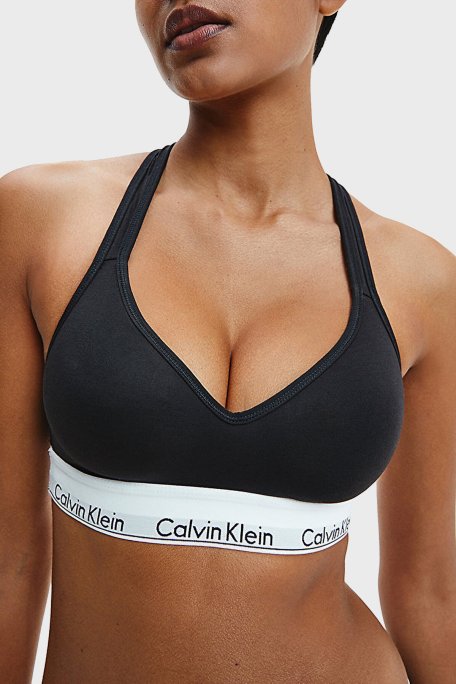 Calvin Klein Logolu Çapraz Sırt Detaylı Pamuklu Bralet 000QF1654E001 Kadın Sütyen 000QF1654E 001 SİYAH - Calvin Klein