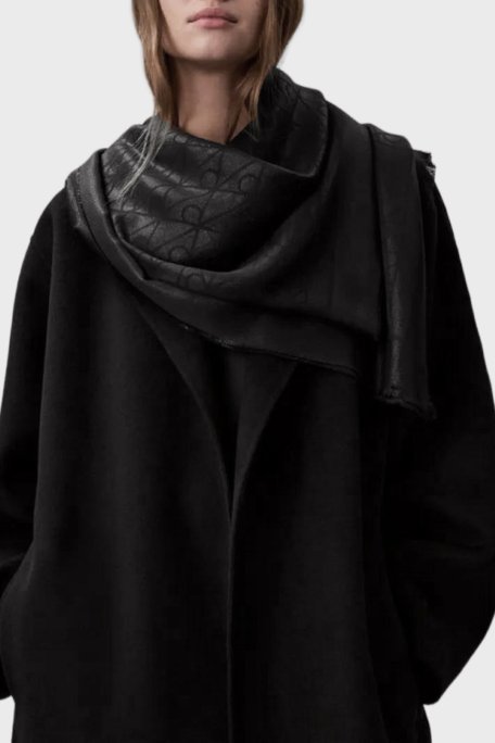 Calvin Klein Logolu Çift Taraflı 180 x 70 cm LV04F8062GUB1 Bayan Şal LV04F8062G UB1 SİYAH - Calvin Klein