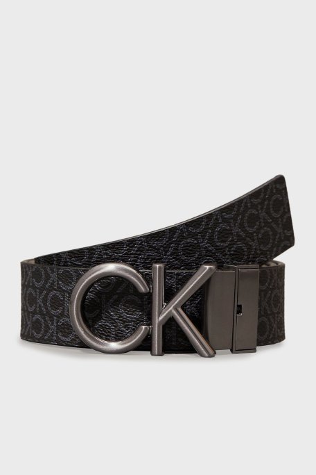 Calvin Klein Logolu Çift Taraflı Hakiki Deri K50K51282901R Erkek Kemer K50K512829 01R SİYAH - Calvin Klein