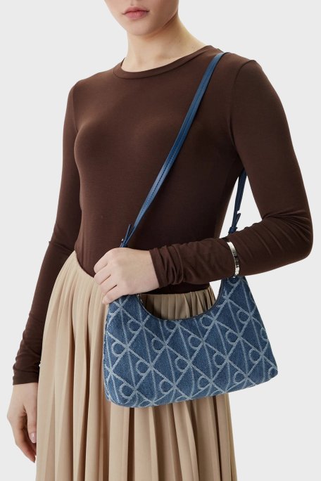 Calvin Klein Logolu Çıkarılabilir Askılı Denim LV04F3431GYBN Bayan Çanta LV04F3431G YBN MAVİ - Calvin Klein (1)