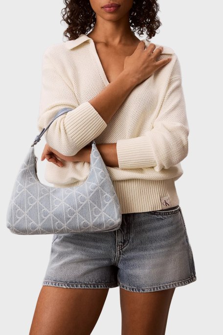 Calvin Klein Logolu Çıkarılabilir Askılı Denim LV04F3431GYBZ Bayan Çanta LV04F3431G YBZ AÇIK MAVİ - Calvin Klein (1)