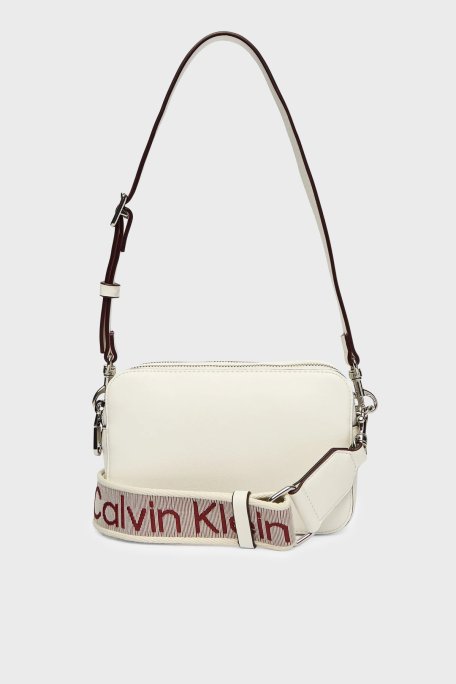 Calvin Klein Logolu Çıkarılabilir Askılı LV04F3165G4LX Bayan Çanta LV04F3165G 4LX BEYAZ - Calvin Klein