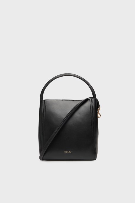 Calvin Klein Logolu Çıkarılabilir Askılı LV04F3174GYIQ Bayan Çanta LV04F3174G YIQ SİYAH-GOLD - Calvin Klein