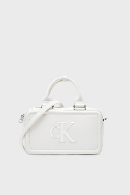 Calvin Klein Logolu Çıkarılabilir Askılı LV04F3411G4LX Bayan Çanta LV04F3411G 4LX BEYAZ - Calvin Klein
