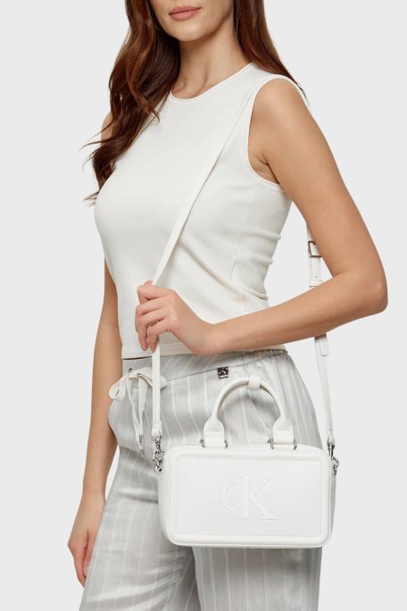 Calvin Klein Logolu Çıkarılabilir Askılı LV04F3411G4LX Bayan Çanta LV04F3411G 4LX BEYAZ - Calvin Klein (1)
