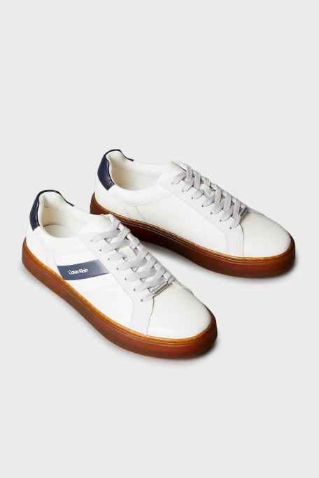 Calvin Klein Logolu Deri Bağcıklı Sneaker YM0YM014480GI Erkek Ayakkabı YM0YM01448 0GI BEYAZ - Calvin Klein (1)