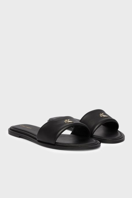 Calvin Klein Logolu Deri HW0HW029250GJ Kadın Terlik HW0HW02925 0GJ SİYAH - Calvin Klein (1)