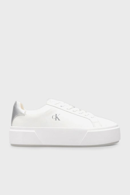 Calvin Klein Logolu Deri Kalın Taban Sneaker YW0YW019290LC Bayan Ayakkabı YW0YW01929 0LC BEYAZ - Calvin Klein