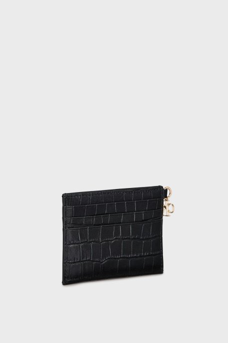 Calvin Klein Logolu Deri LV04F1094GUB1 Bayan Kartlık LV04F1094G UB1 SİYAH - Calvin Klein (1)