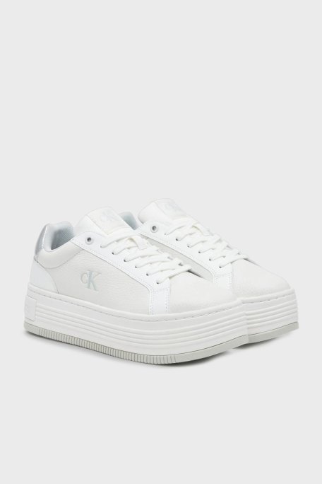 Calvin Klein Logolu Deri Platform Sneaker YW0YW017660LI Bayan Ayakkabı YW0YW01766 0LI BEYAZ-GÜMÜŞ - Calvin Klein (1)
