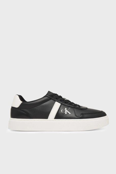 Calvin Klein Logolu Deri Sneaker HM0HM02237BEH Erkek Ayakkabı HM0HM02237 BEH SİYAH - Calvin Klein