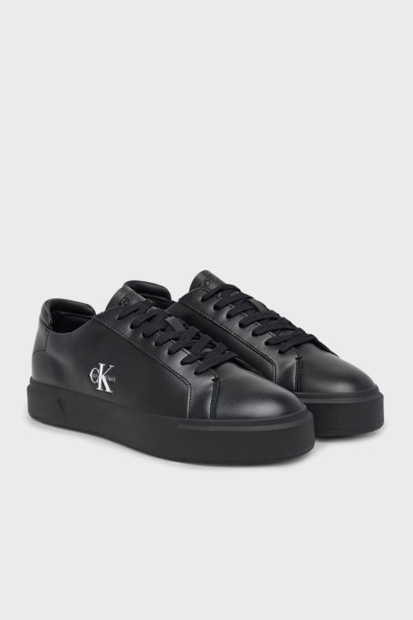 Calvin Klein Logolu Deri Sneaker YM0YM014600GJ Erkek Ayakkabı YM0YM01460 0GJ SİYAH - Calvin Klein (1)