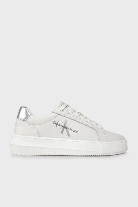 Calvin Klein Logolu Deri Sneaker Bayan Ayakkabı YW0YW01224 YBR BEYAZ - Calvin Klein