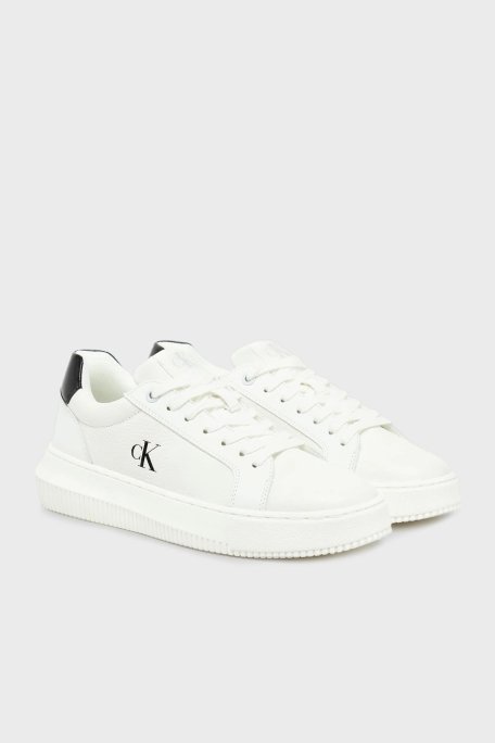 Calvin Klein Logolu Deri Sneaker YW0YW0176901W Bayan Ayakkabı YW0YW01769 01W BEYAZ-SİYAH - Calvin Klein (1)
