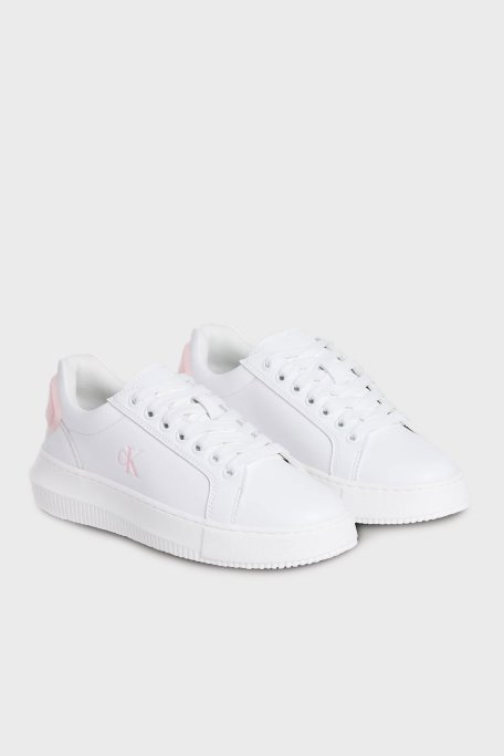 Calvin Klein Logolu Deri Sneaker YW0YW018460LD Bayan Ayakkabı YW0YW01846 0LD BEYAZ-PEMBE - Calvin Klein (1)