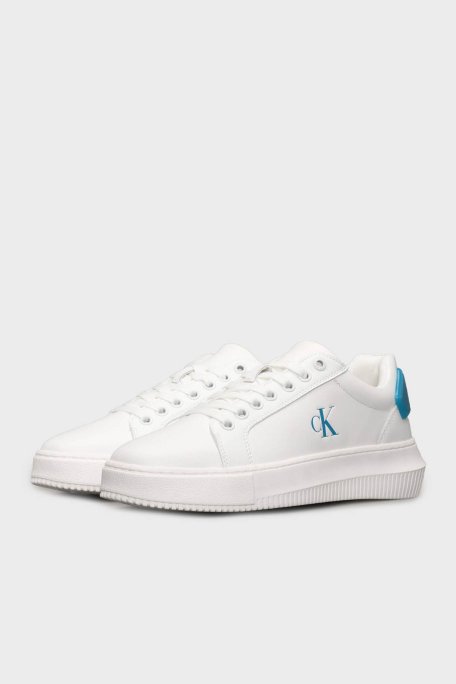 Calvin Klein Logolu Deri Sneaker YW0YW018460LE Bayan Ayakkabı YW0YW01846 0LE BEYAZ-MAVİ - Calvin Klein (1)