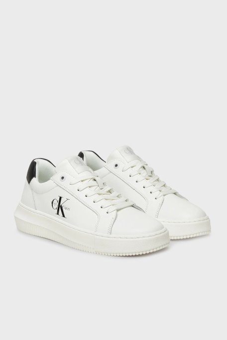 Calvin Klein Logolu Deri Sneaker YW0YW0187201W Bayan Ayakkabı YW0YW01872 01W BEYAZ-SİYAH - Calvin Klein (1)