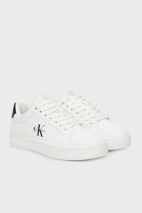 Calvin Klein Logolu Deri Sneaker YW0YW0190201W Bayan Ayakkabı YW0YW01902 01W BEYAZ-SİYAH - Calvin Klein (1)