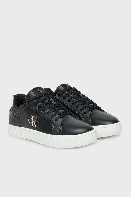 Calvin Klein Logolu Deri Sneaker YW0YW019020GM Bayan Ayakkabı YW0YW01902 0GM SİYAH-BEYAZ - Calvin Klein (1)